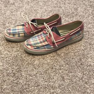 Plaid Sperry boat shoes